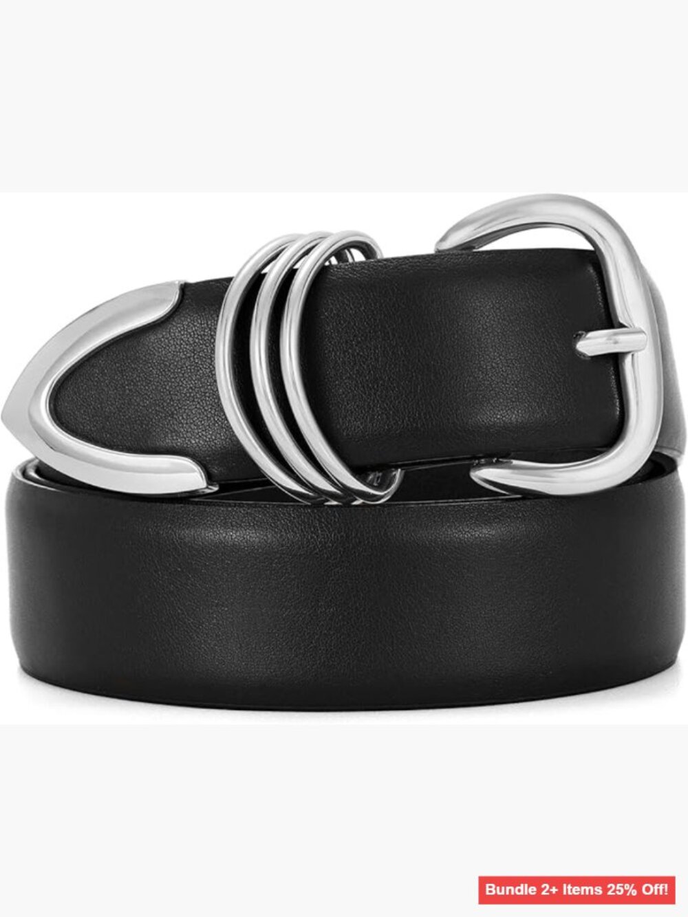 Faux Leather Fashion Belt with Metal Buckle for Women Size S